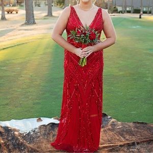 Red sequin prom dress